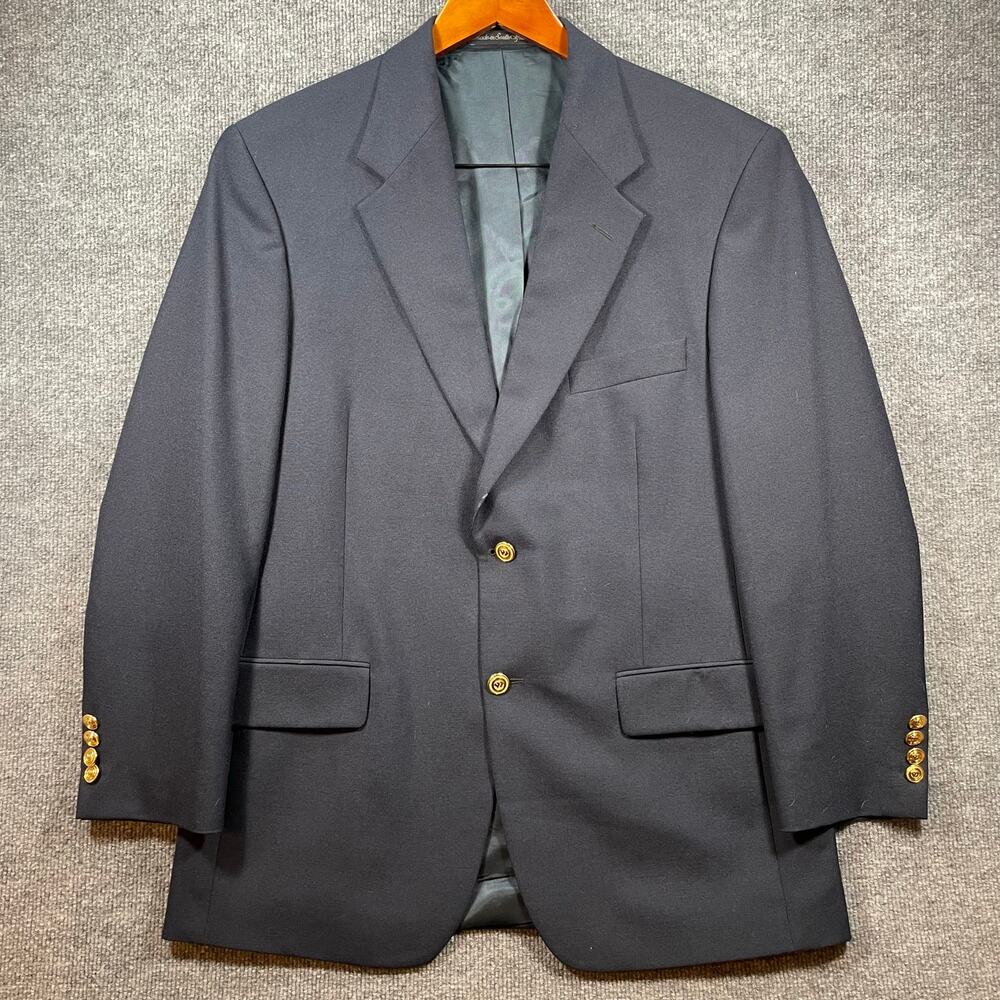 Wimbledon of England Blazer 40R Blue Single Breast Notch Lapel Wool Blend